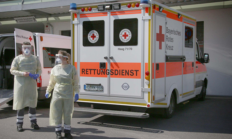 Nhân viên y tế tại Bệnh viện Mühldorf, thành phố Muhldorf, Đức, ngày 9/4. Ảnh: RH24.